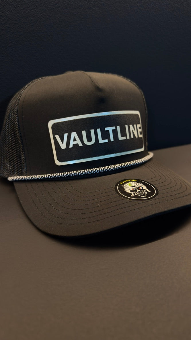Black Vaultline custom rope cap with rectangular patch