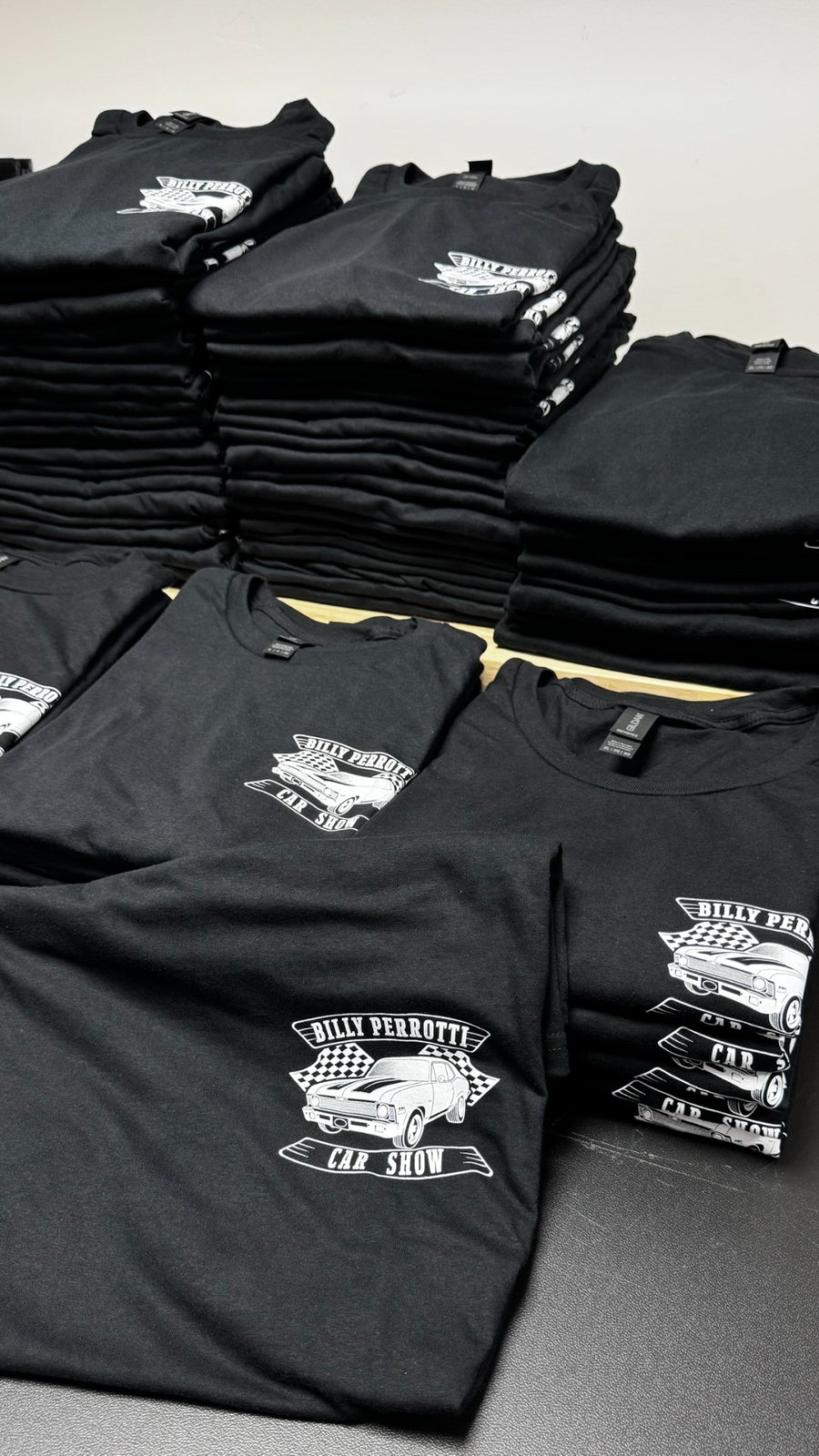 Stacked Billy Perrotti Car Show screen printed shirts